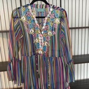 TAJ by Sabrina Crippa embellished silk top